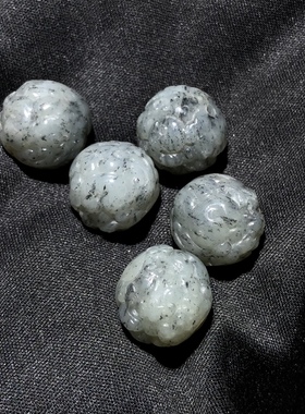 30A249 天然和田玉青花籽通孔配件单散珠15mmdiy手链佛珠串吊坠