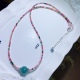 BB0558天然碧玺项链锁骨链彩虹糖果色原创翡翠吊坠约10mm时尚 百搭