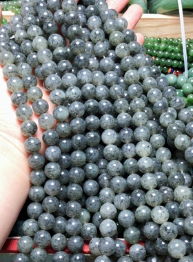 B647天然和田玉青花佛珠10mm108念珠