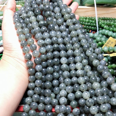 B647天然和田玉青花佛珠10mm108念珠