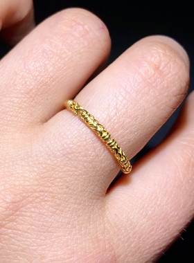 ZZ0197 古法银镀金s925银紧箍咒戒指活口男女黑悟空金箍棒戒圈