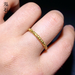 ZZ0197 古法银镀金s925银紧箍咒戒指活口男女黑悟空金箍棒戒圈