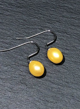 OO0132 天然金珍珠高跟鞋款耳坠淡水珍珠香槟金耳饰礼物