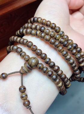 G822 天然沉香木佛串一线木质佛珠文玩盘玩木串多圈约5mm满油脂