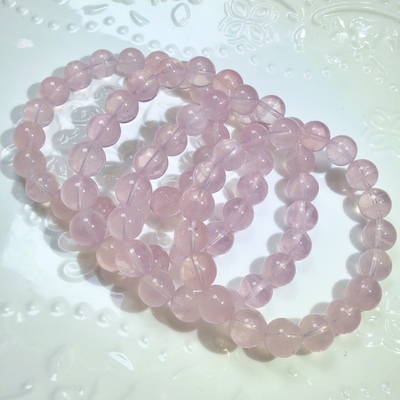 天然粉水晶手串手链女饰品首饰单圈10mm芙蓉石水晶粉色