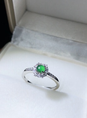 OO0786 天然A货翡翠戒指帝王绿活口指环戒圈4-5mm情侣首饰礼物