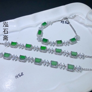 天然A货翡翠帝王绿无事牌手串s925银单圈6 ZZ0579 7mm危地马拉