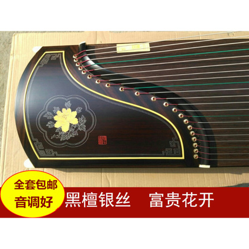 金韵古筝01156黑檀富贵花开喜鹊