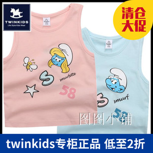 专柜正品 男女童韩版 夏款 韩国TWINKIDS小木马童装 卡通无袖 T恤背心