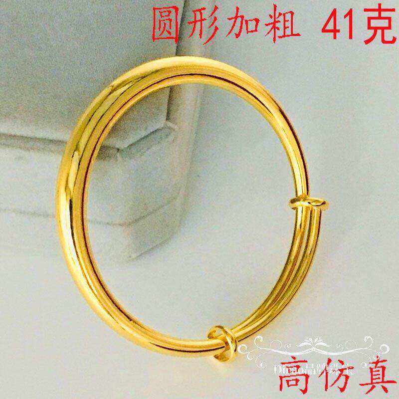 2025新款沙金手镯光面女久不掉色妈首饰婚庆指环金镀金色圆棍结婚