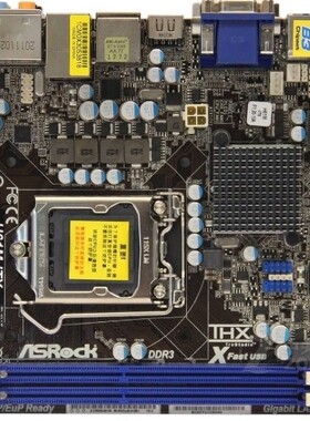 爆新 1155针华擎H61M-ITX集成主板 H61 USB3 DDR3 17x17CM