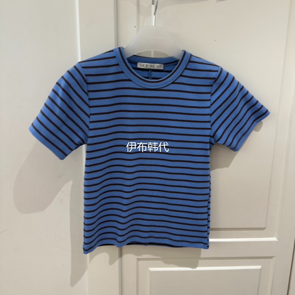 圆领简约条纹休闲修身短袖T恤