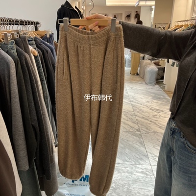 松紧腰休闲束脚羊毛保暖卫裤