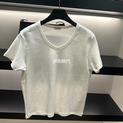 V领纯色休闲基础款短袖T恤