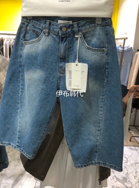 TEMPTING韩国东大门正品代购26春 磨白做旧宽松休闲牛仔短裤中裤