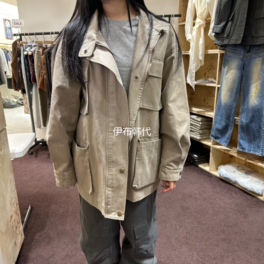 PITA/THEVERLIN韩国东大门代购26春 立领纯色多口袋宽松工装外套