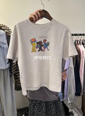 圆领卡通小熊休闲短袖T恤女