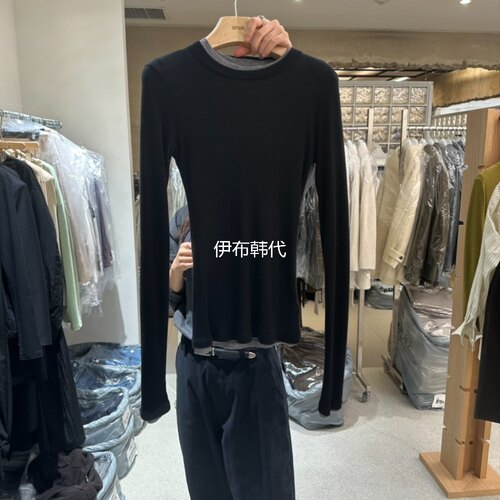 纯色薄款修身天丝长袖打底衫T恤