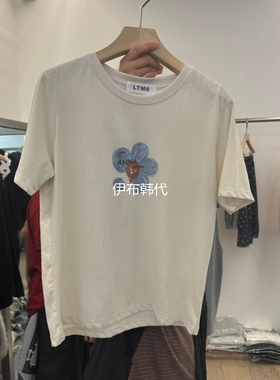 LTMS韩国东大门正品代购26夏款 圆领休闲薄款花朵棉质短袖T恤女