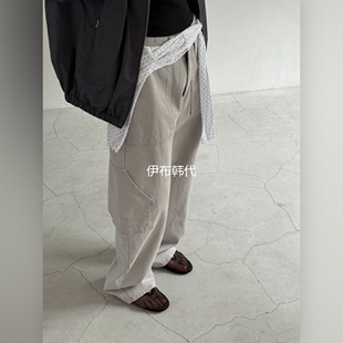 代购 长裤 26春款 工装 纯色休闲多口袋直筒裤 TAUPE韩国东大门正品