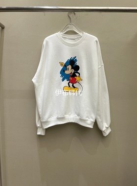 LATTE韩国东大门正品代购26春款 圆领卡通老鼠宽松休闲套头卫衣
