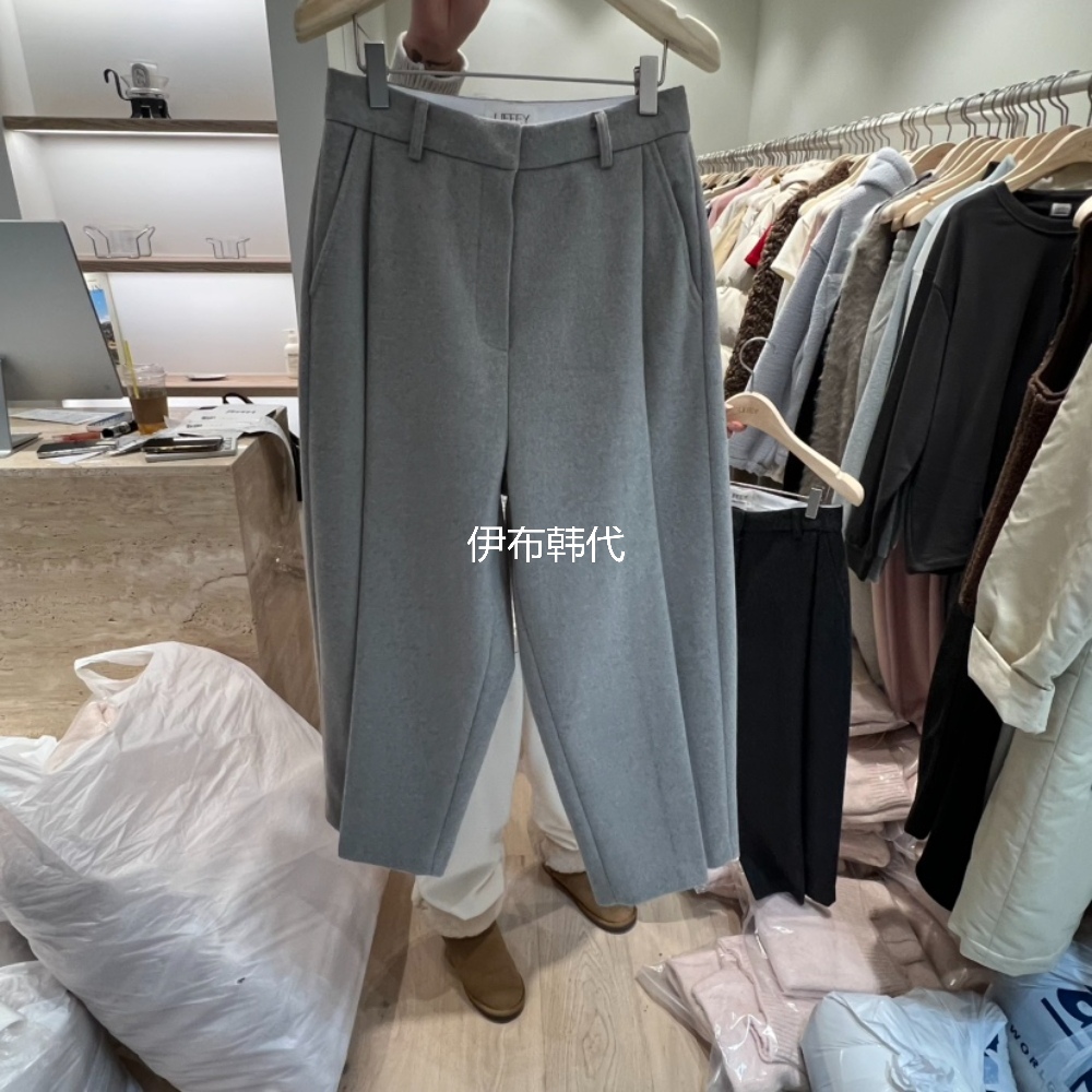 纯色休闲毛呢羊毛气质西裤长裤