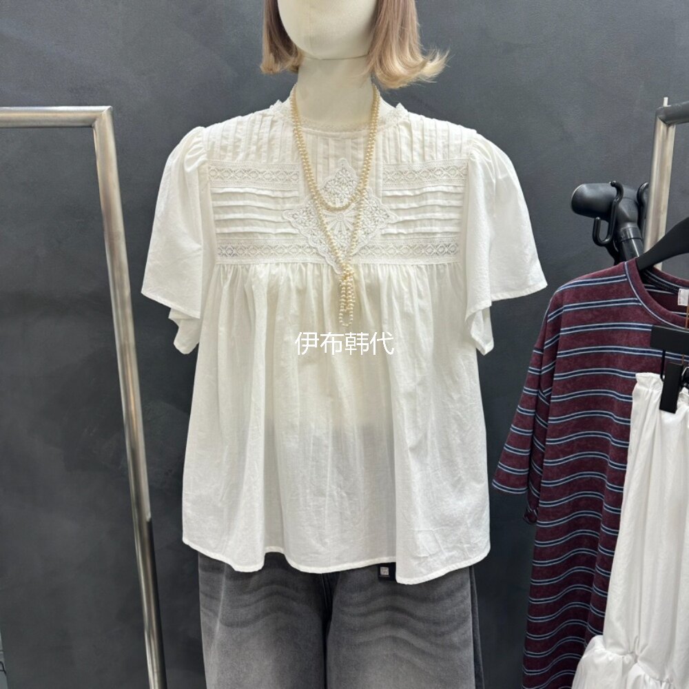 LADYBLACK/THE BLACK韩国东大门代购26夏款 蕾丝领花朵娃娃衫衬衫