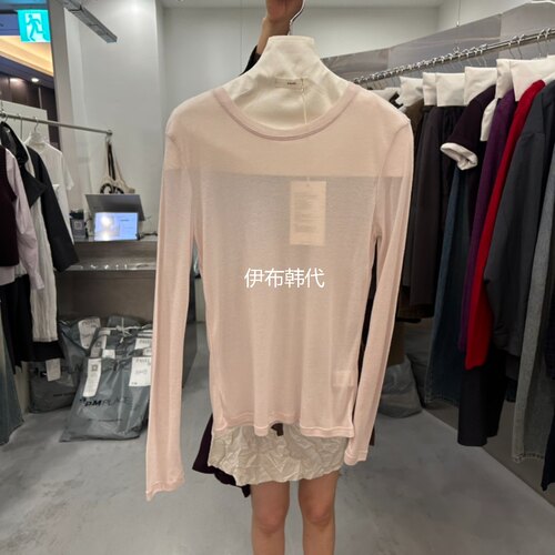 圆领纯色休闲薄款长袖T恤女