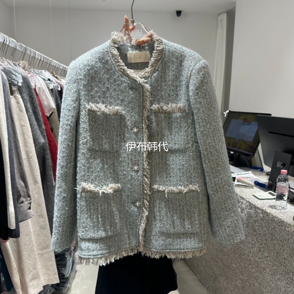 毛边气质粗花呢休闲羽绒服外套