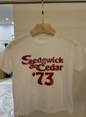 BPLAN韩国东大门正品代购25秋款 圆领休闲修身做旧字母短袖T恤