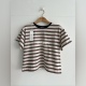 代购 26春款 圆领棉质休闲条纹短袖 BLEECKER韩国东大门正品 短款 T恤