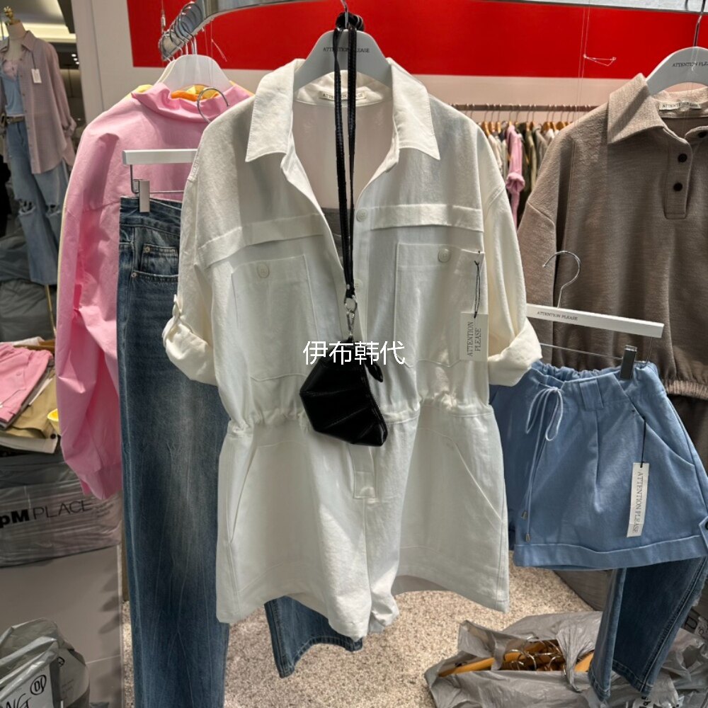 ATPZ韩国东大门正品代购26夏 翻领休闲工装裤宽松衬衫连体裤短裤