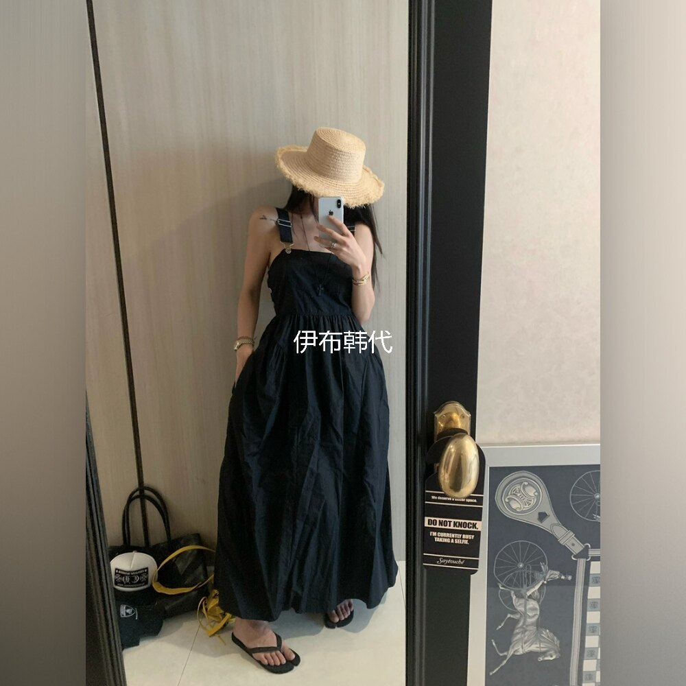 VIRKIN韩国东大门正品代购26夏款 纯色背带裙大裙摆长裙连衣裙