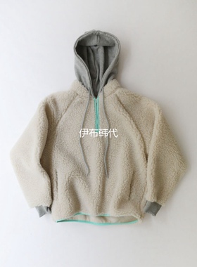 PLANTS ON GRAY韩国东大门代购26新款 连帽假两件仿羊羔毛绒卫衣