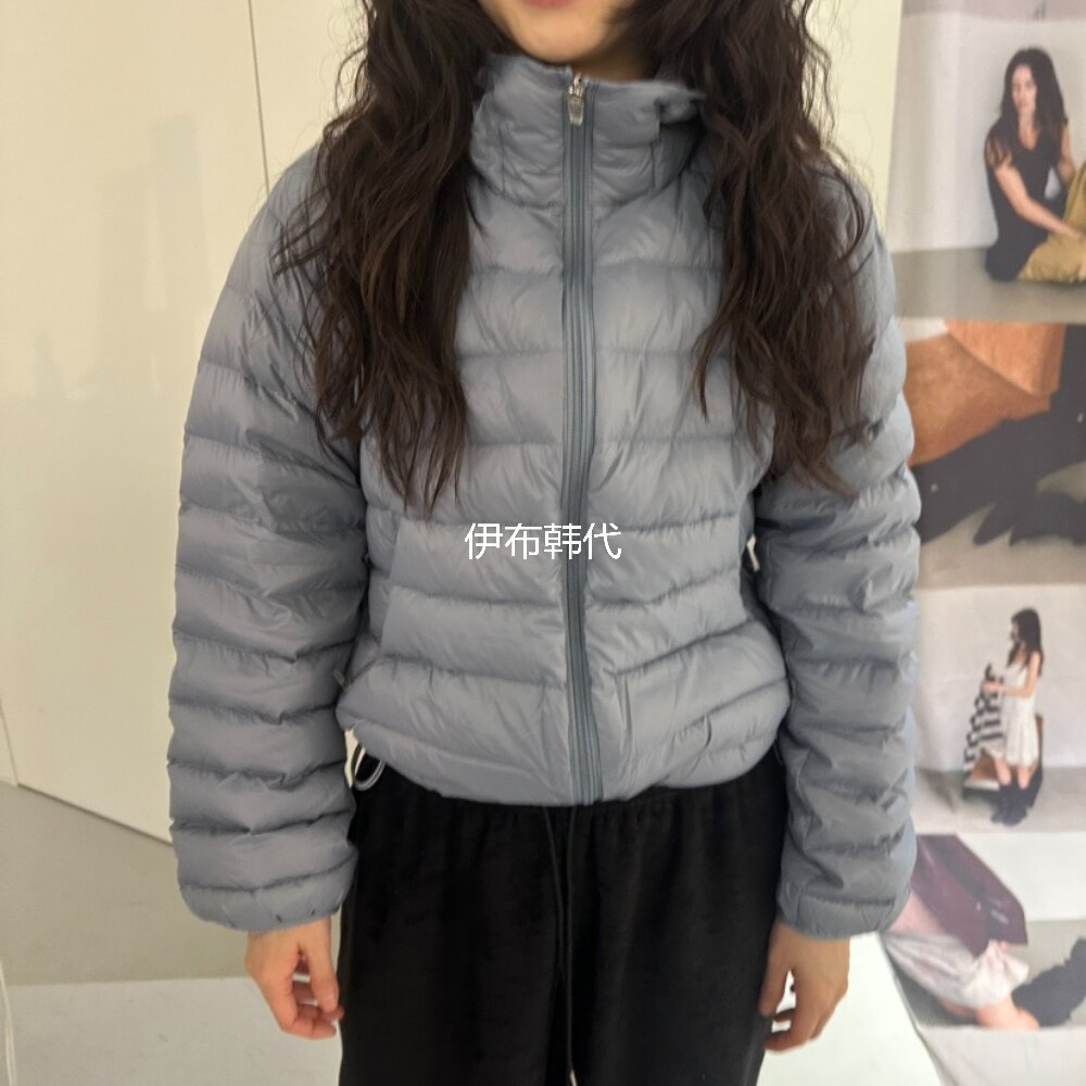 LYSM韩国东大门正品代购26冬款 连帽纯色拉链薄款排骨羽绒服外套
