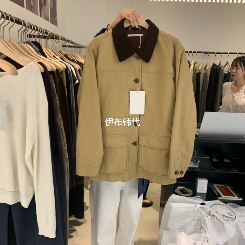 PLATE韩国东大门正品代购26秋款 翻领休闲多口袋工装风衣短外套女