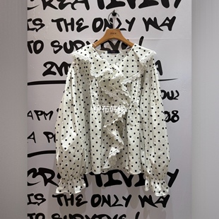 荷叶领蕾丝飞边花边点点碎花宽松衬衫 26春款 K韩国东大门代购 2ND