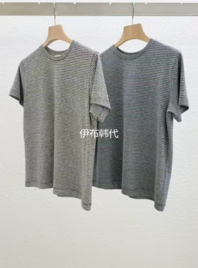 STATEMENT韩国东大门正品代购26夏款 圆领休闲细条纹时尚短袖T恤