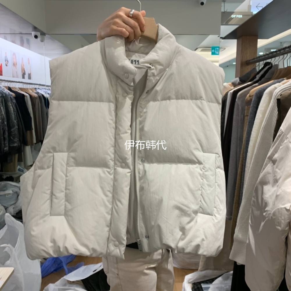 圆领纯色休闲拉链面包服羽绒马夹