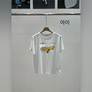 UNBOUND韩国东大门正品代购26夏款 圆领休闲汽车棉质短袖T恤女