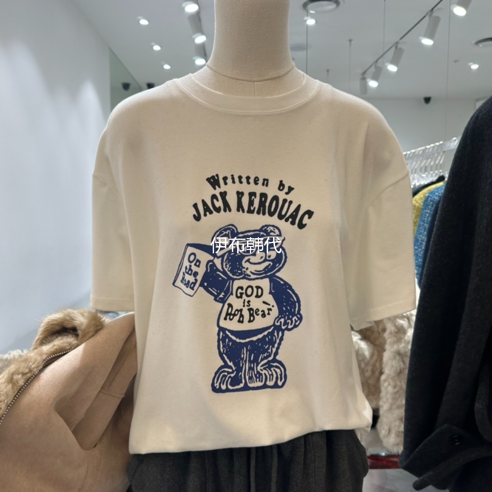 圆领休闲卡通小熊宽松短袖T恤