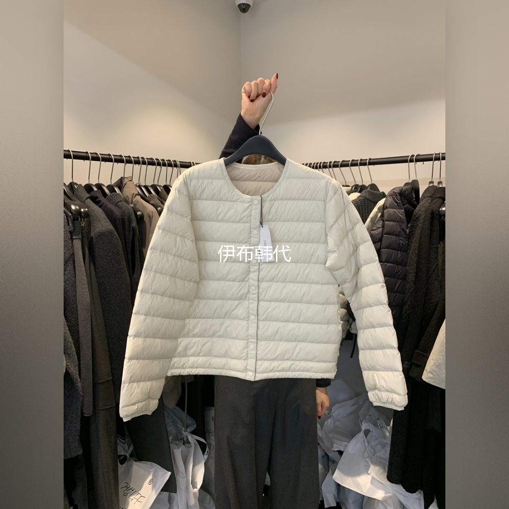 休闲横纹拉链超薄超轻羽绒服外套