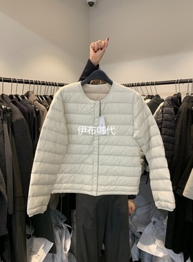 FORTH韩国东大门代购25冬款 圆领休闲横纹拉链超薄超轻羽绒服外套