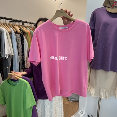 圆领纯色休闲彩色糖果色T恤