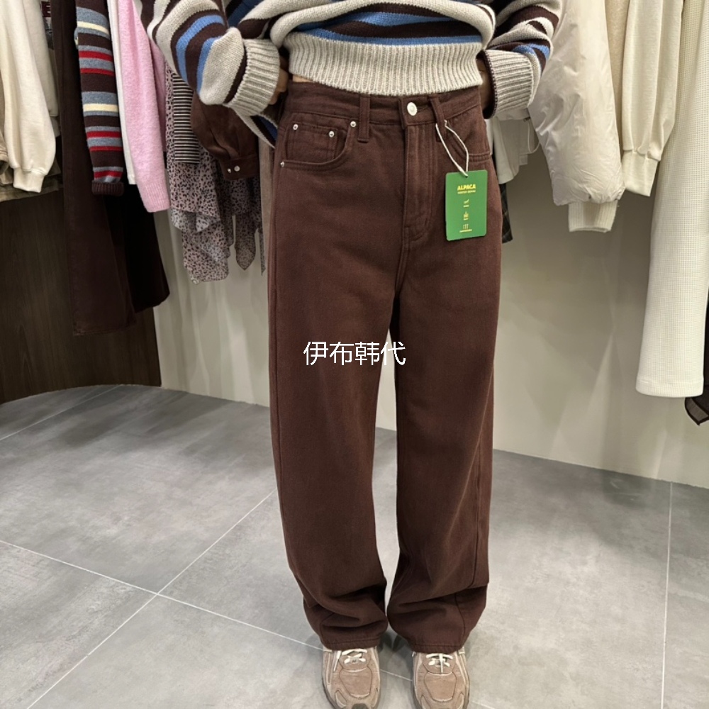 纯色休闲直筒裤加绒长裤女