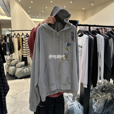 连帽拉链宽松卡通卫衣开衫外套