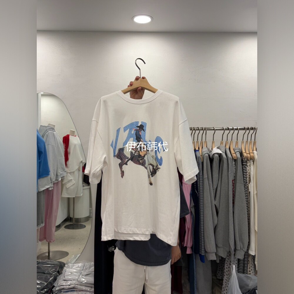 DELICATE韩国东大门正品代购26春款 圆领时尚休闲骑马宽松短袖T恤