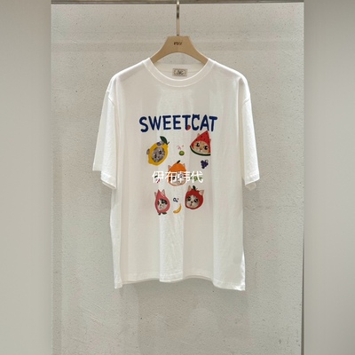 圆领休闲水果小猫休闲短袖T恤