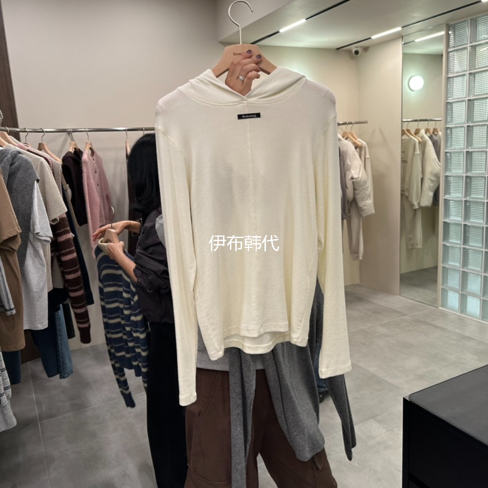 连帽棉质贴标休闲修身打底T恤