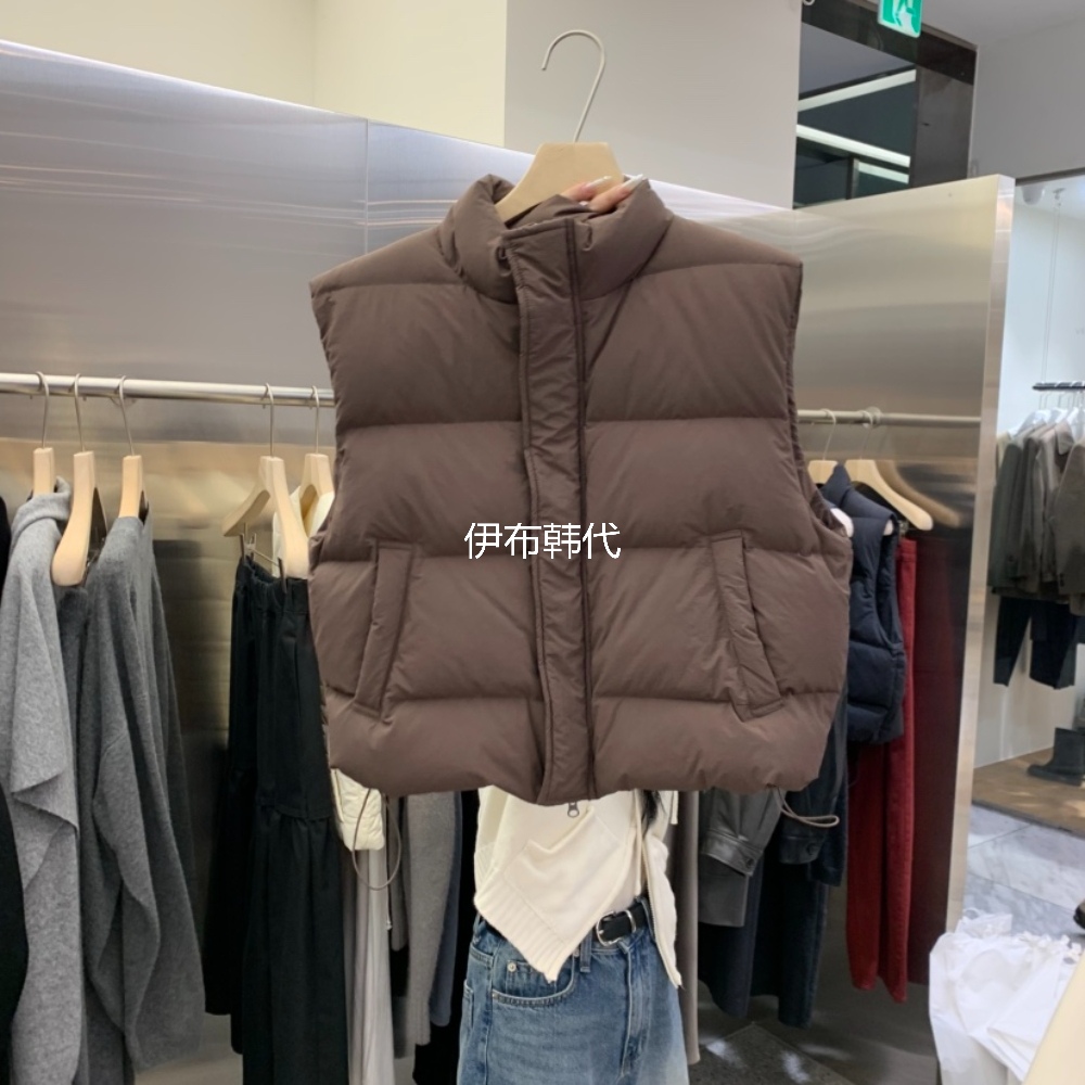 冬款立领纯色抽绳羽绒马夹